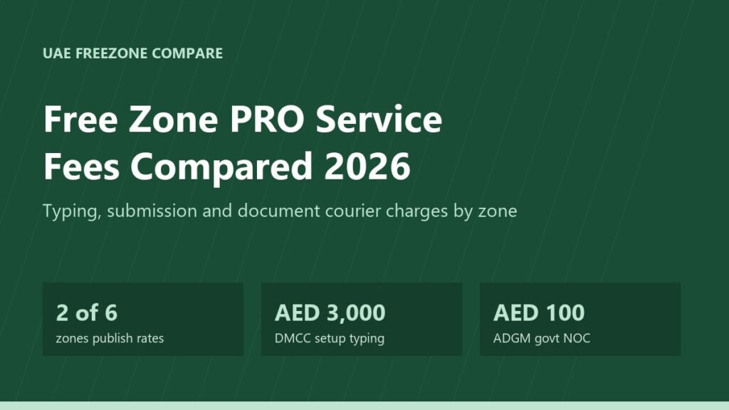 Free zone PRO service fees compared 2026 across six UAE free zones