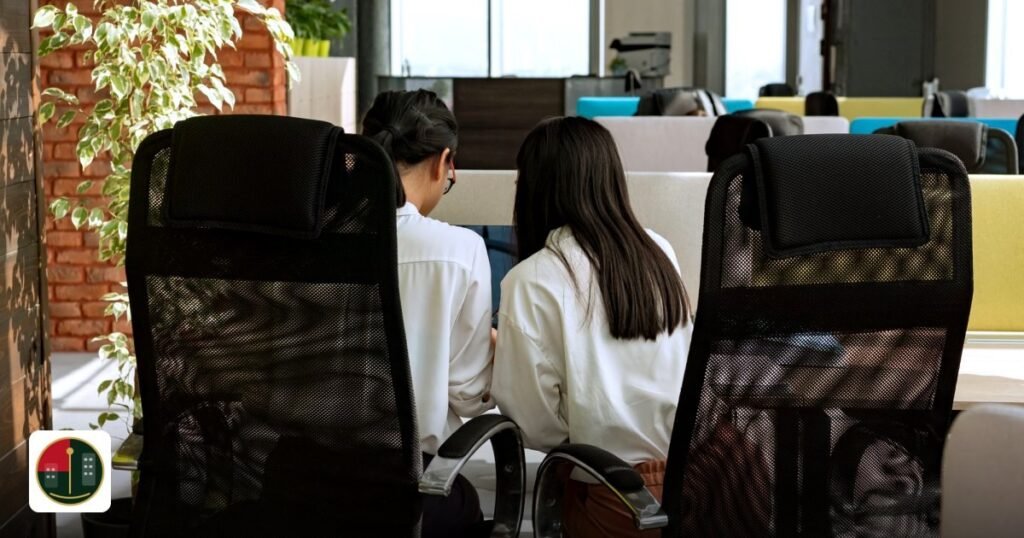 Uncovering Free Zone Hidden Costs UAE: A Zone‑by‑Zone Guide - two women collaborating on a project in a modern office setting