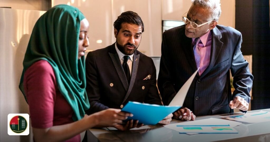 UAE E-Commerce Fulfillment Free Zones Compared 2026 - a multicultural business team discussing documents in a contemporary